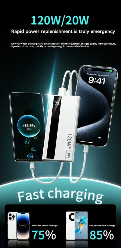 Lenovo 120W 500000mAh Fast Charging Portable Power Bank