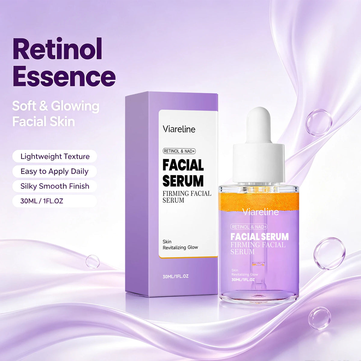 Retinol & NAD+ Firming Facial Serum - Anti-Aging Skin Lifting & Brightening Treatment