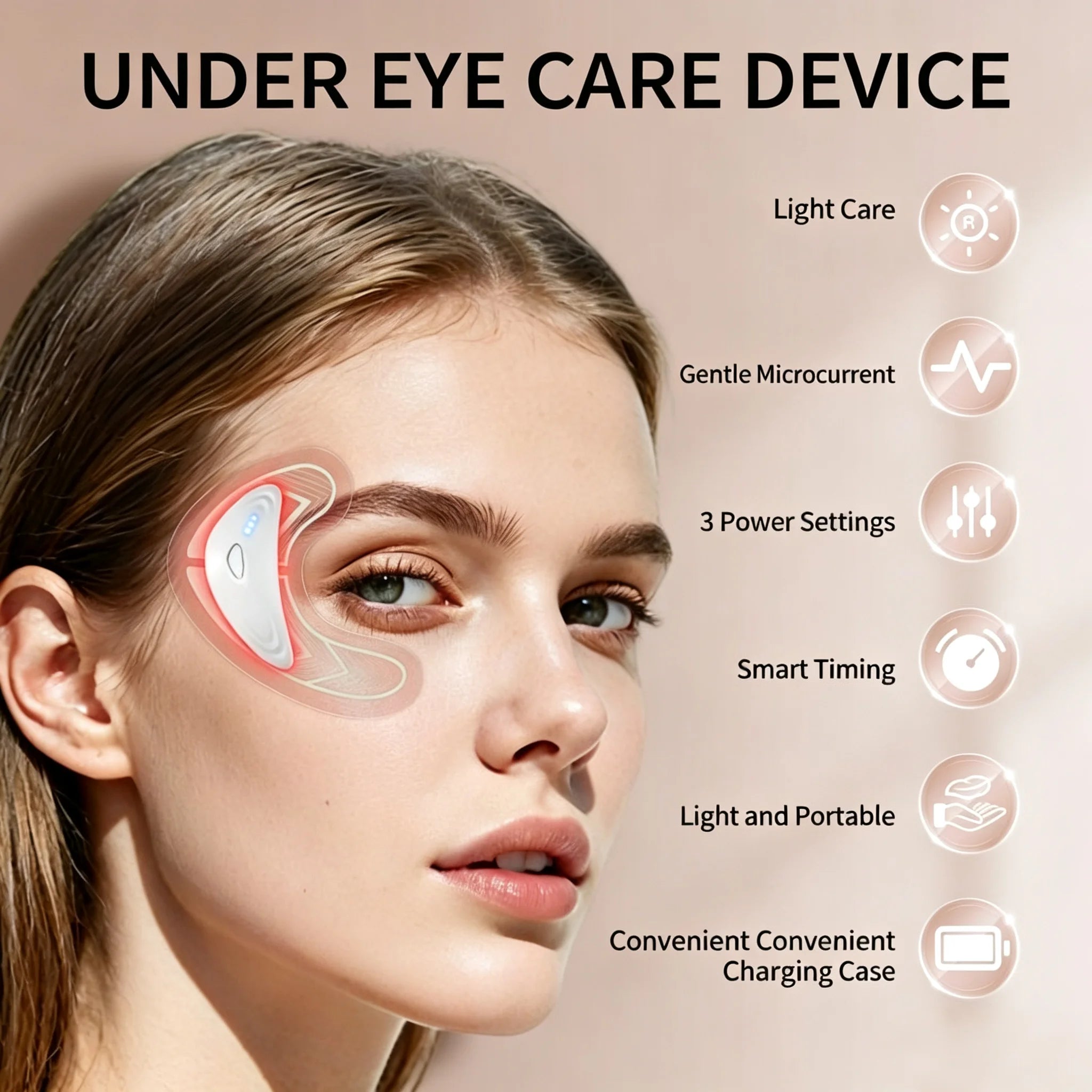 Microcurrent Red Light Under Eye Massager for Dark Circles and Puffiness - 3