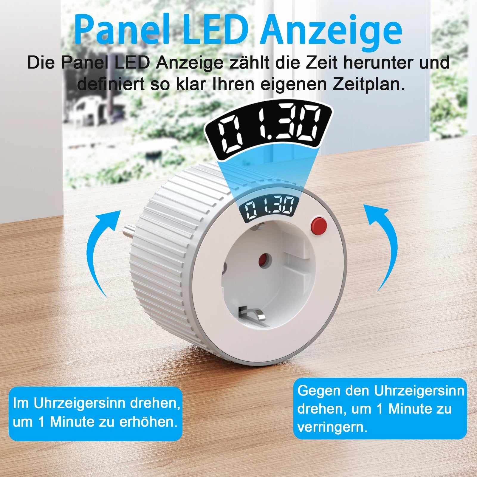 EU Standard 24-Hour Digital Rotary Countdown Timer Socket 3680W - 4