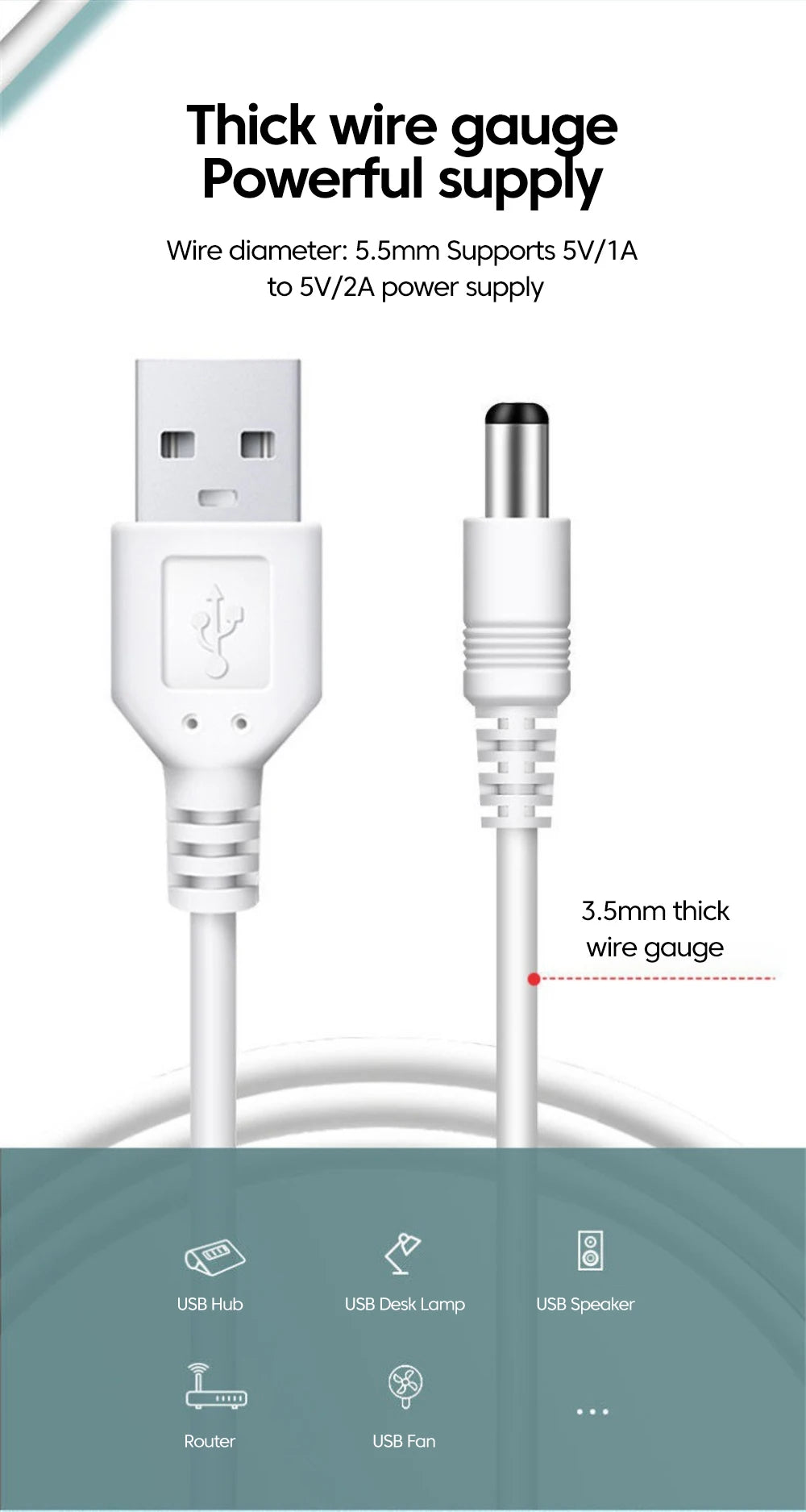 USB to 12V DC Power Boost Cable for WiFi Routers, Modems & Fans - 8