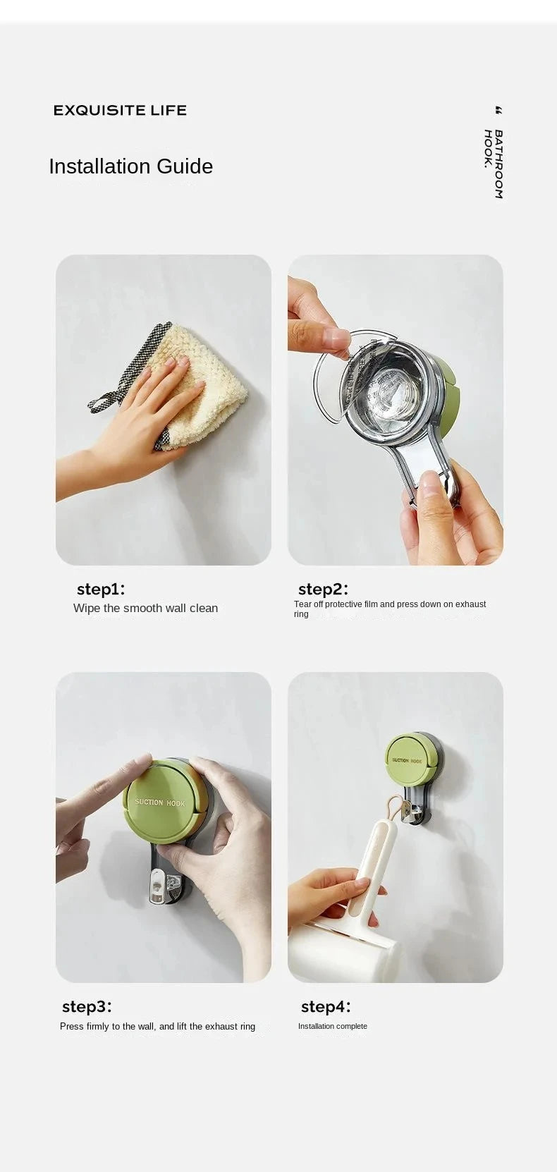 Heavy Duty Vacuum Suction Hooks | Traceless No-Drill Wall Hooks