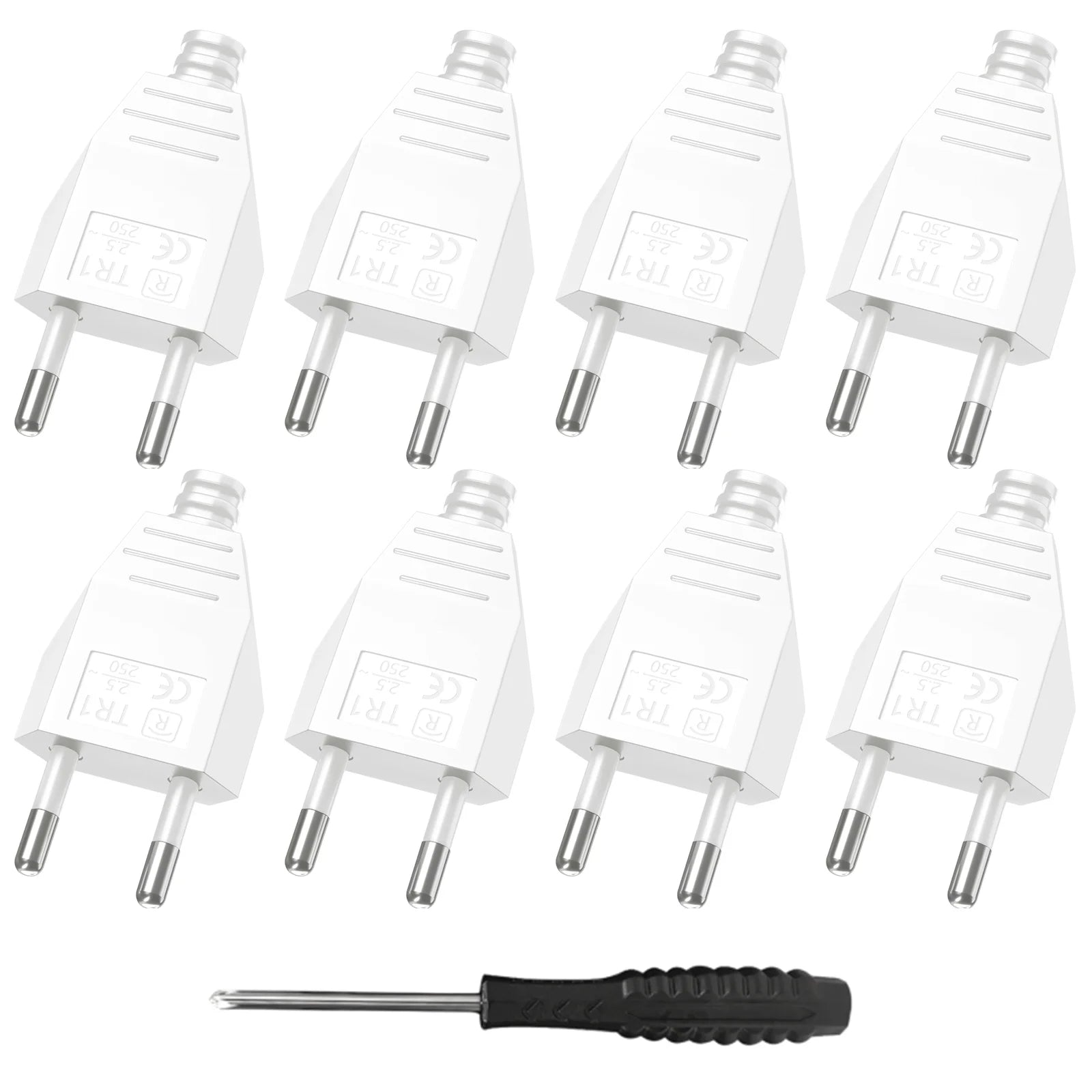 EU Plug Adapter Repair Kit - 250V Rewireable Schuko Power Connector - 8