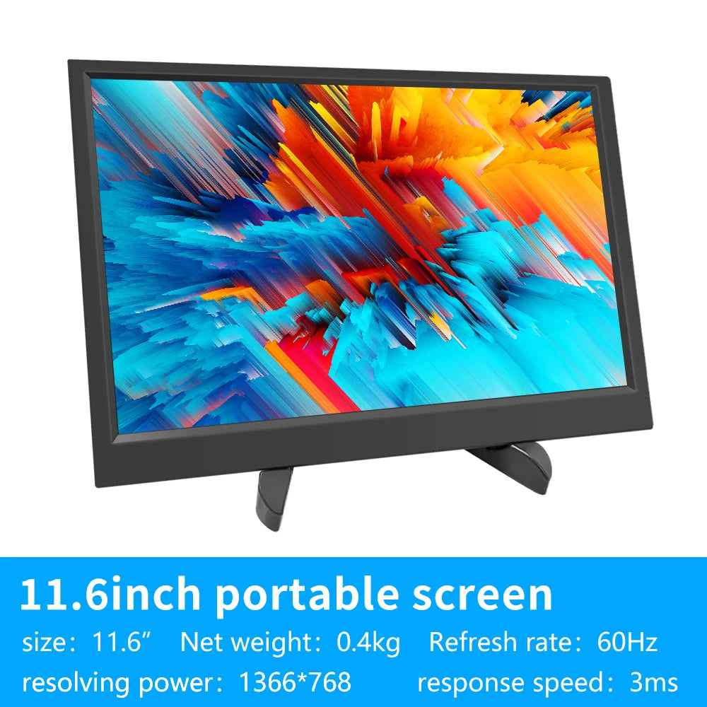 11.6" Portable Gaming Monitor – HD Laptop Display with Type-C & Speakers
