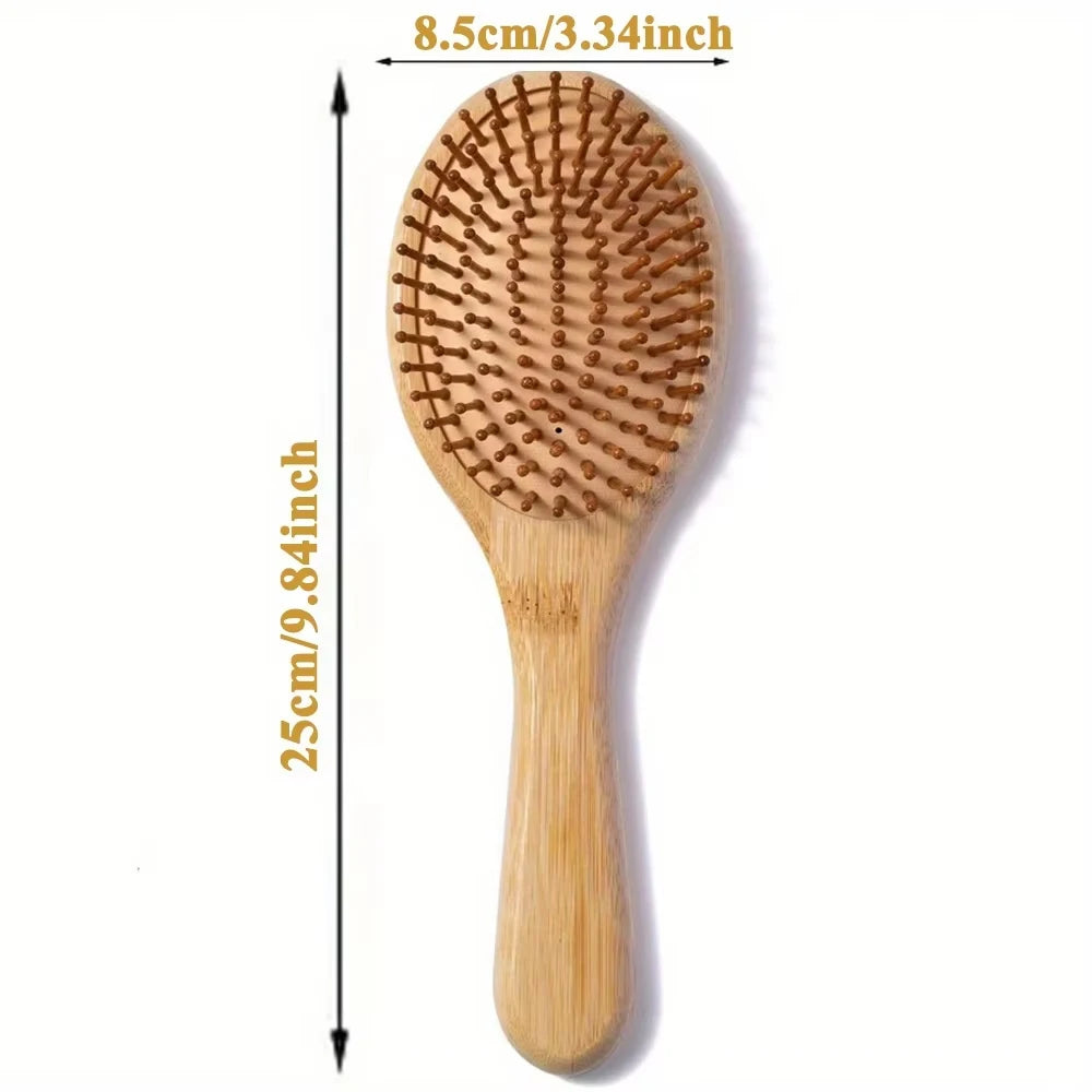 Natural Bamboo Paddle Hair Brush - Anti-Static Scalp Massage & Detangling - 19