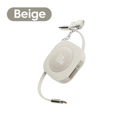 120W Retractable USB-C to USB-C Fast Charging Cable with Adapter