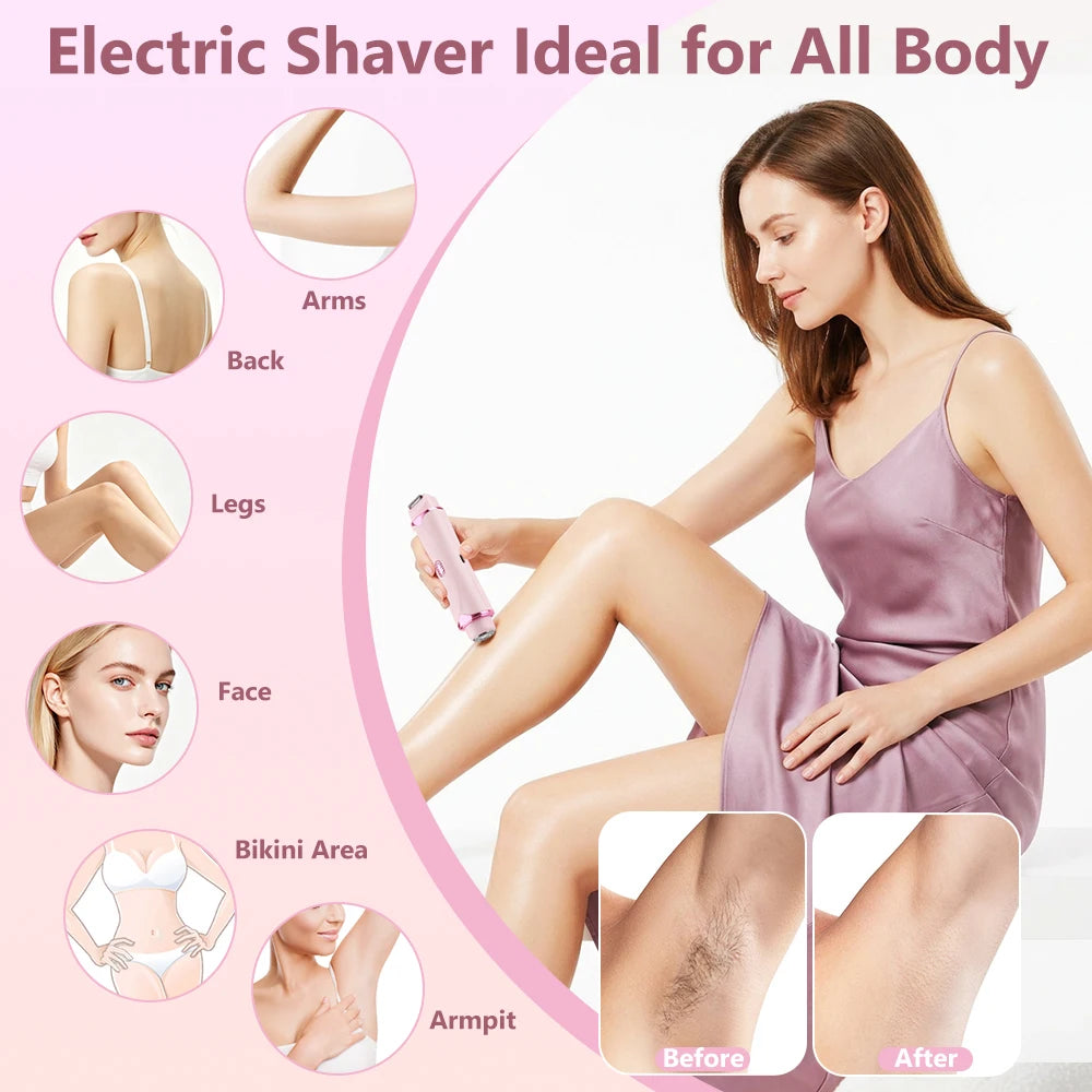 2-in-1 Dual-Head Electric Women’s Hair Trimmer & Shaver for Sensitive Skin