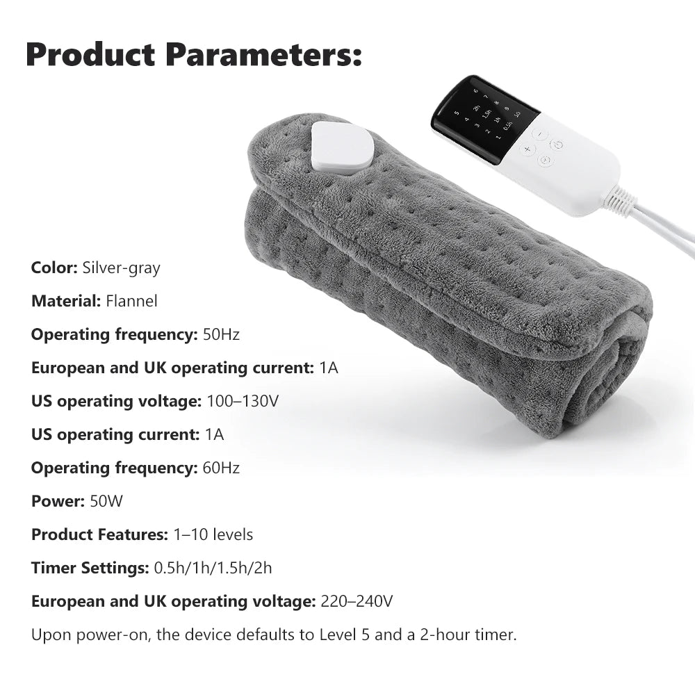 Electric Flannel Heating Pad for Back & Joint Pain Relief with 10 Heat Settings - 16