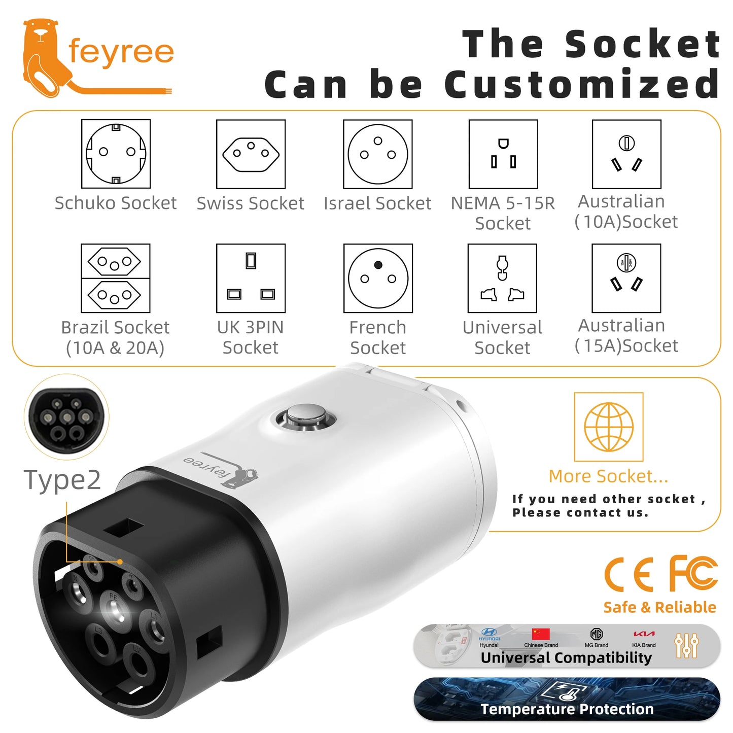 Type 2 V2L Discharger Adapter for EVs - Power Your Devices On The Go