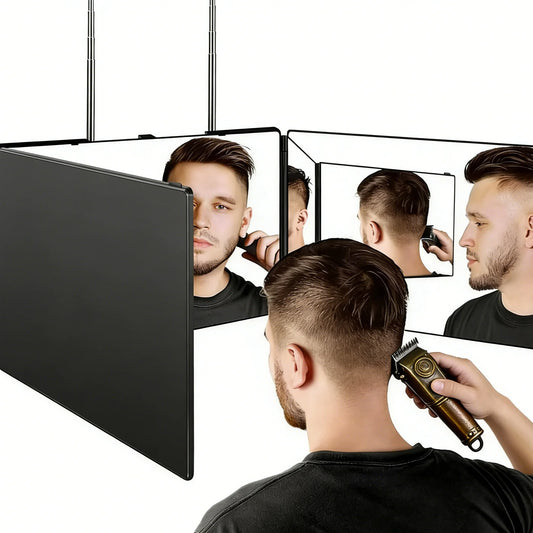 360 Trifold Makeup & Hair Cutting Mirror with Telescoping Hooks