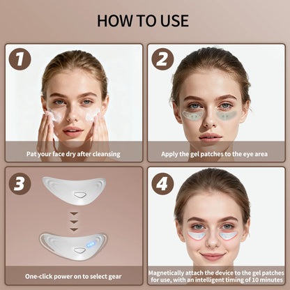 Microcurrent Red Light Under Eye Massager for Dark Circles and Puffiness