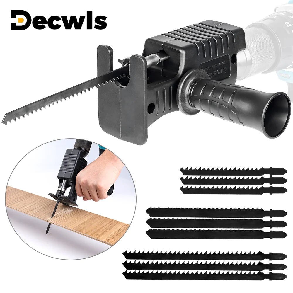 Electric Drill to Reciprocating Saw Adapter - Portable Jig Saw Attachment for Wood & Metal - 1