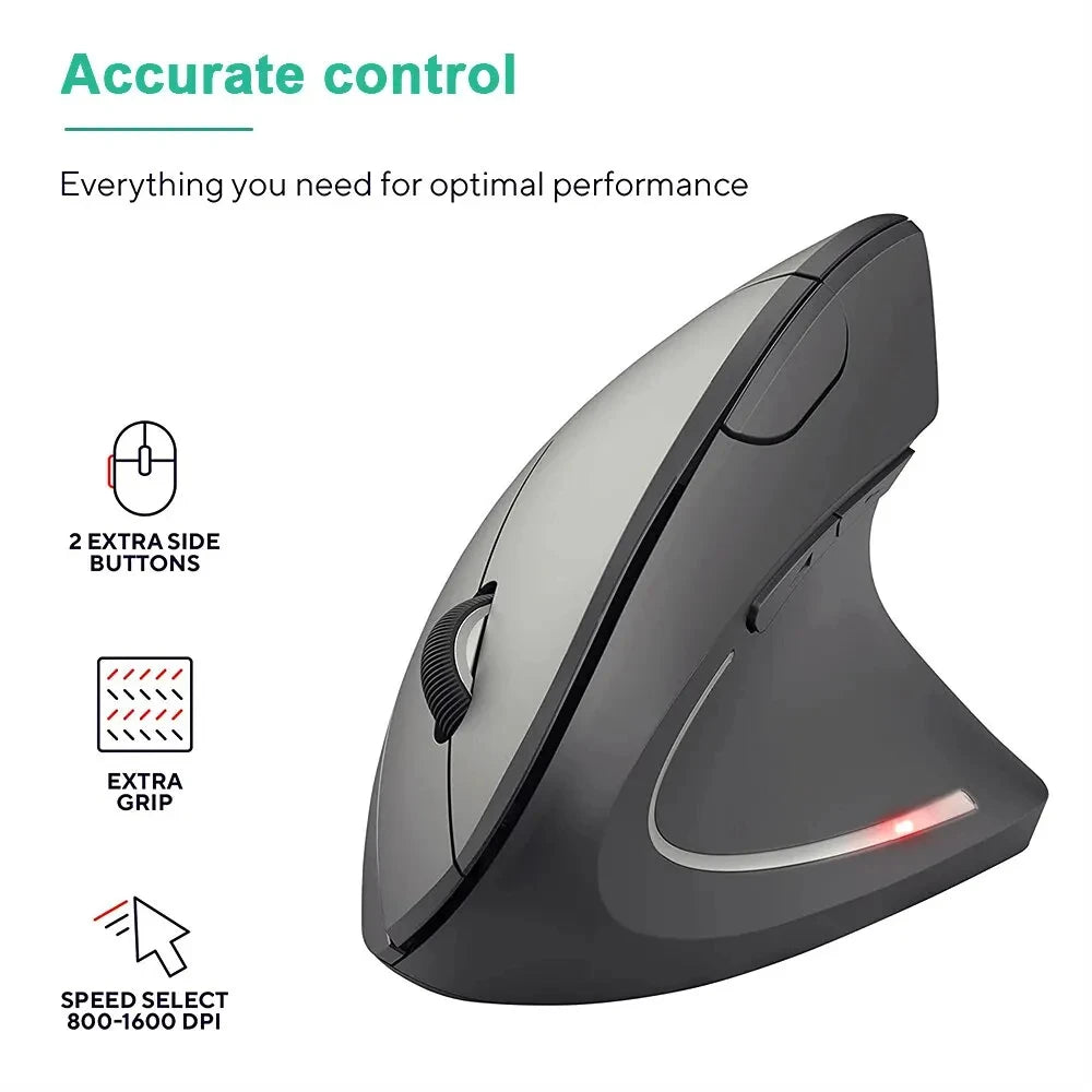 Wireless Ergonomic Vertical Mouse - 2.4GHz Optical Mouse with 3 Adjustable DPI