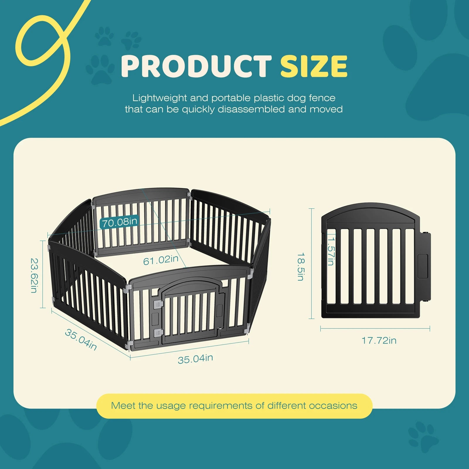 Portable Plastic Dog Playpen - Expandable 6-Panel Indoor & Outdoor Pet Fence - 4