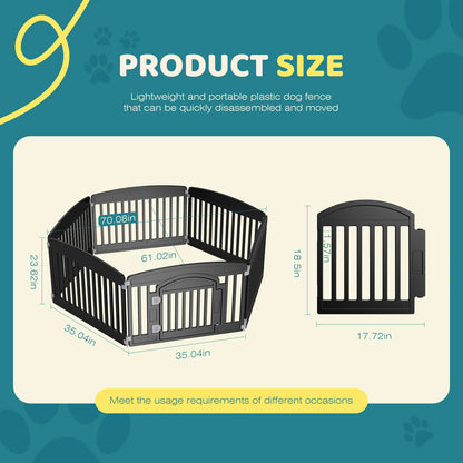 Portable Plastic Dog Playpen - Expandable 6-Panel Indoor & Outdoor Pet Fence