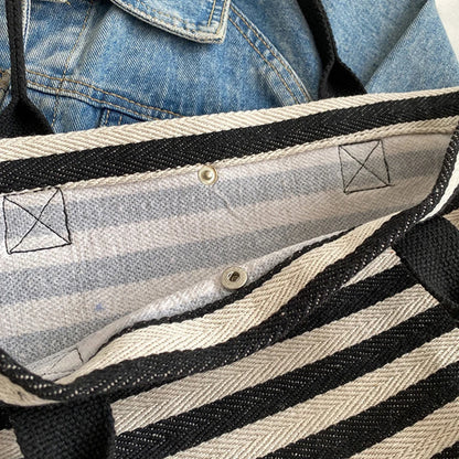Luxury Casual Striped Canvas Tote