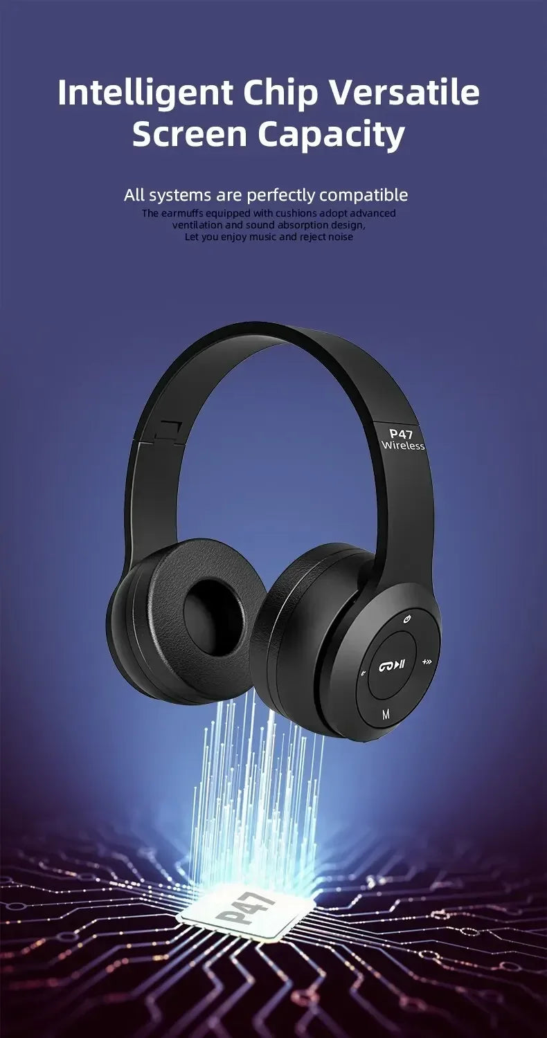 P47 Wireless Bluetooth 5.0 Foldable Stereo Gaming Headset - 9