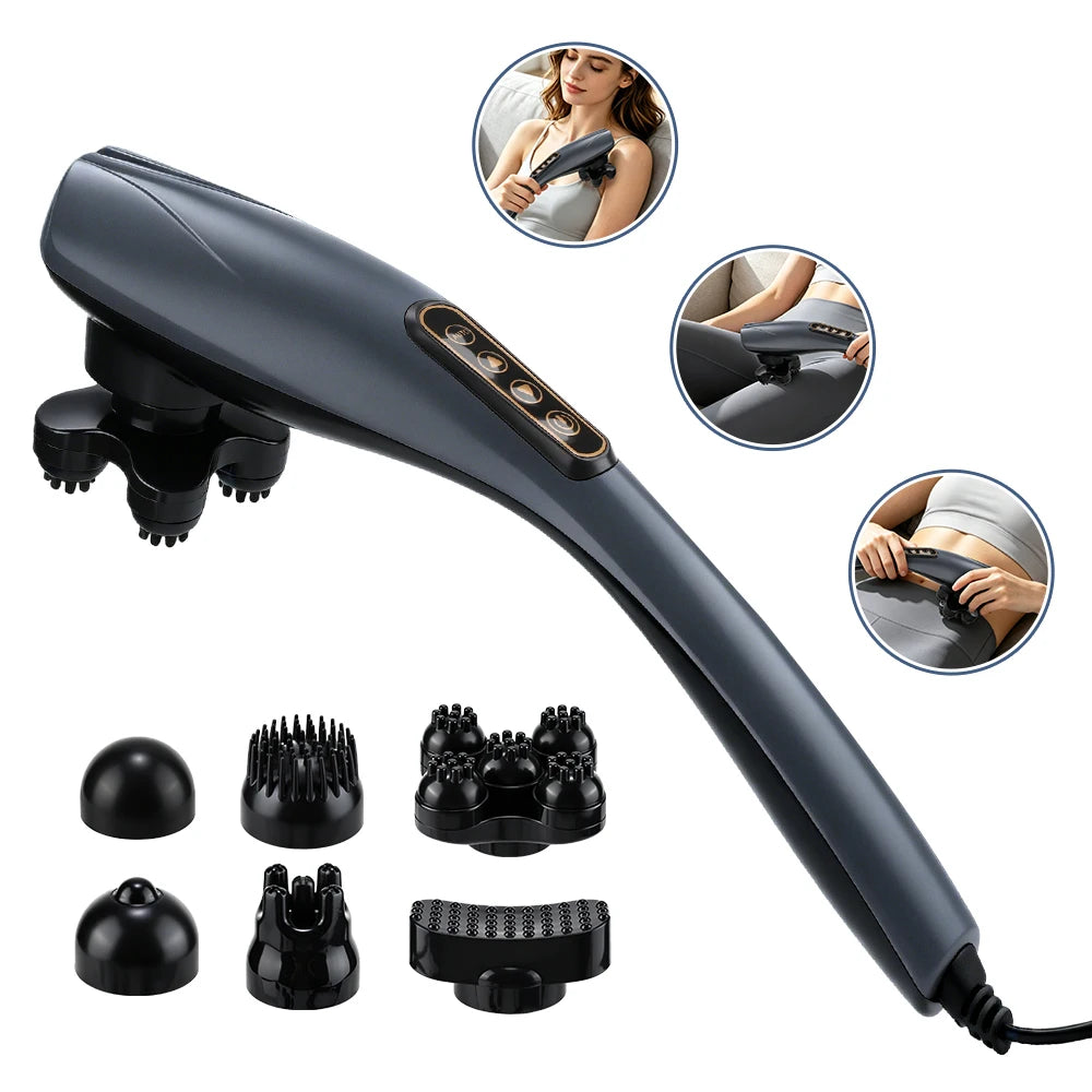 Electric Dolphin Percussion Body Massager with 6 Interchangeable Heads