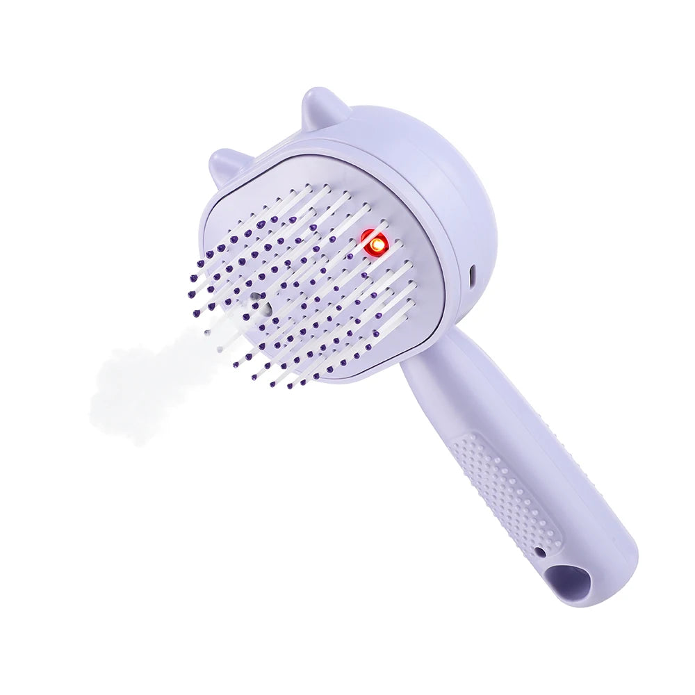 Electric Mist Spray Scalp Massager & Detangling Hair Brush with LED Light