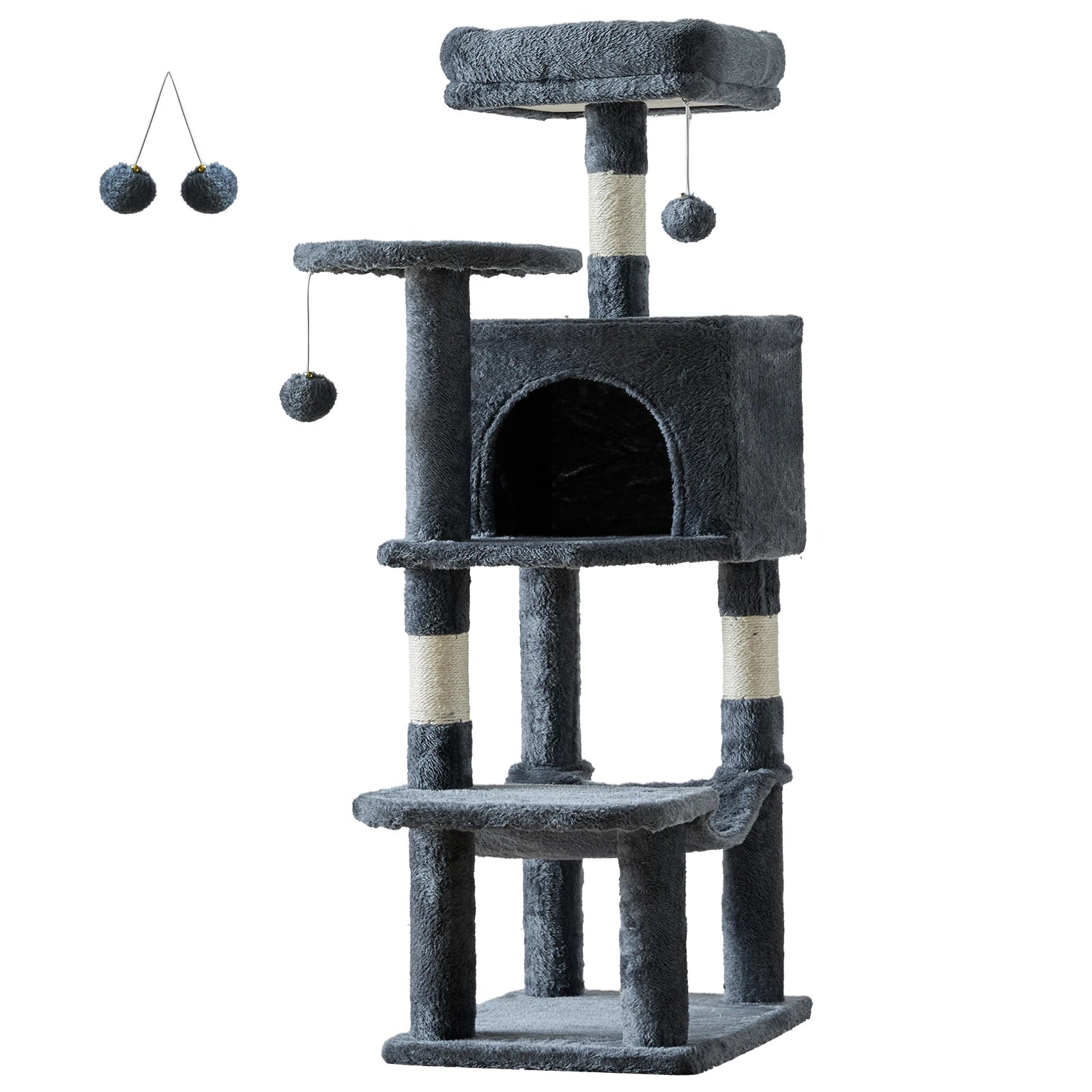 44" Multi-Level Cat Tree Tower with Scratching Posts & Cozy Condo - 14