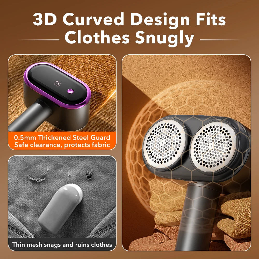 Electric Fabric Shaver - Portable Lint Remover with 5-Speed LED Display - 10