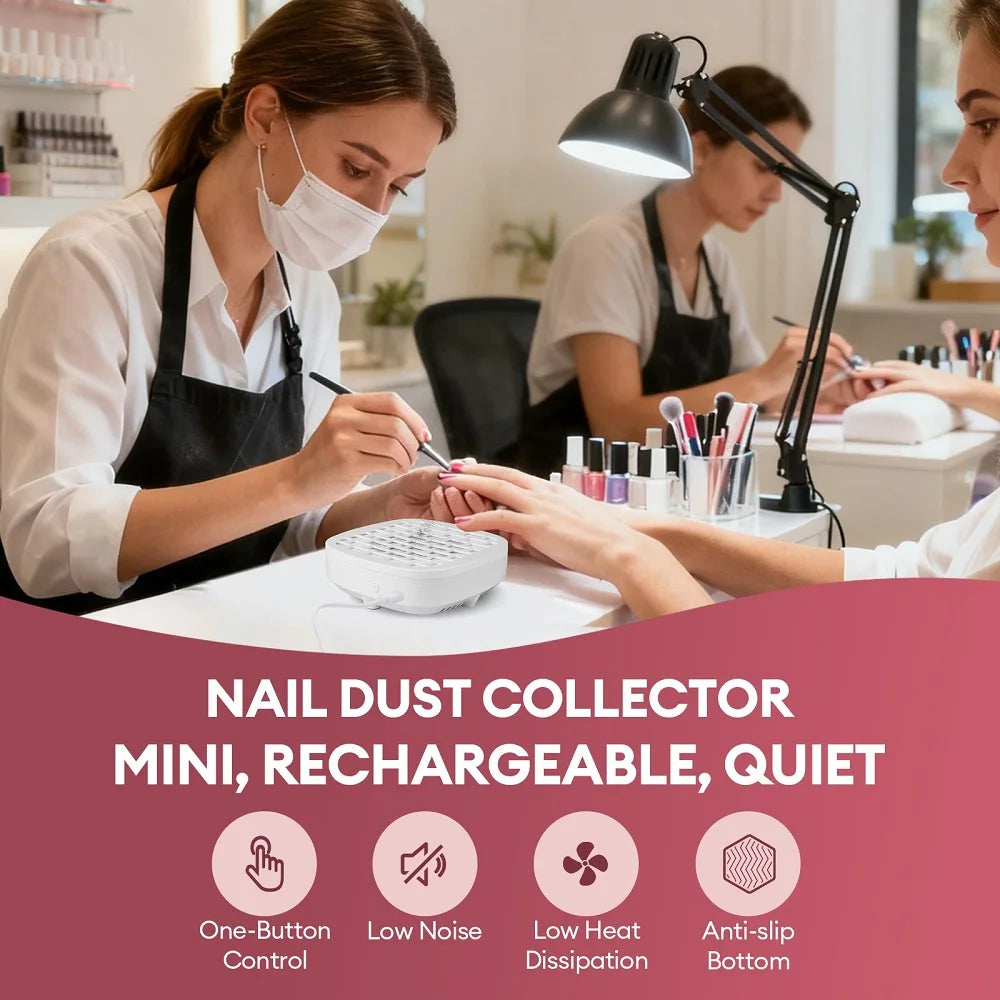 Portable Mini Nail Dust Collector USB Vacuum 3200RPM