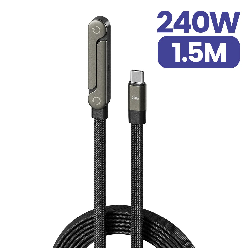 240W Fast Charging Cable with Built-in Foldable Phone Stand - 21