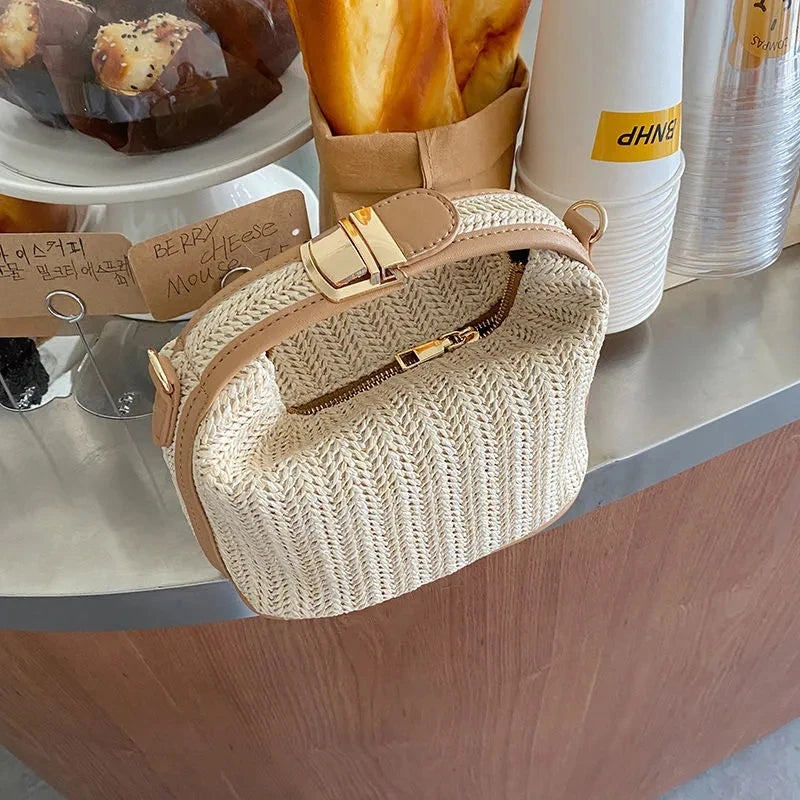 Luxury Woven Straw Bucket Bag
