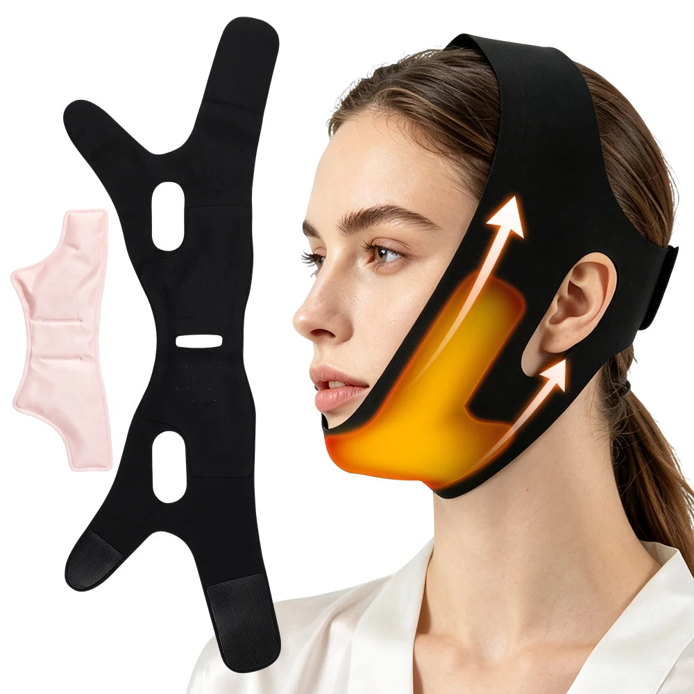 V-Line Face Lifting Bandage with Hot & Cold Gel Pack for Jaw & Chin Contouring - 16