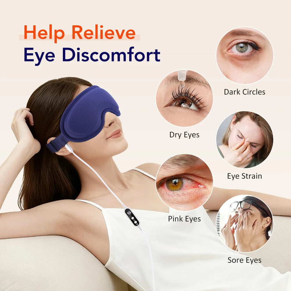 Electric Heated Eye Mask with Vibration Massage for Dry Eyes & Strain Relief