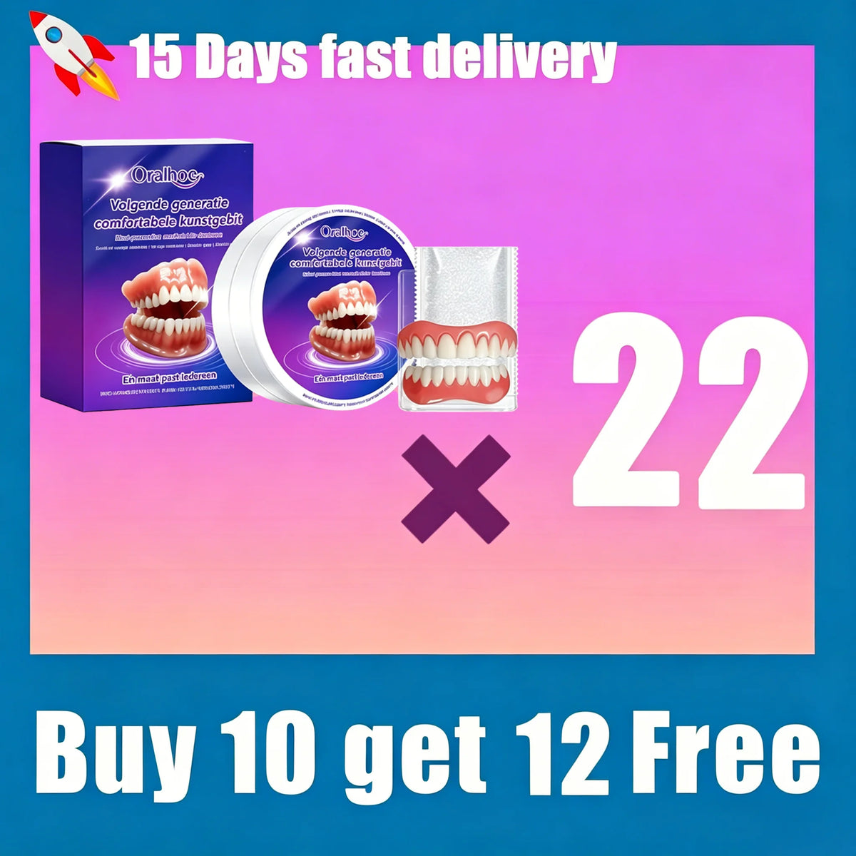 Silicone Snap-On Denture Kit - Realistic Upper & Lower Teeth for Natural Smile