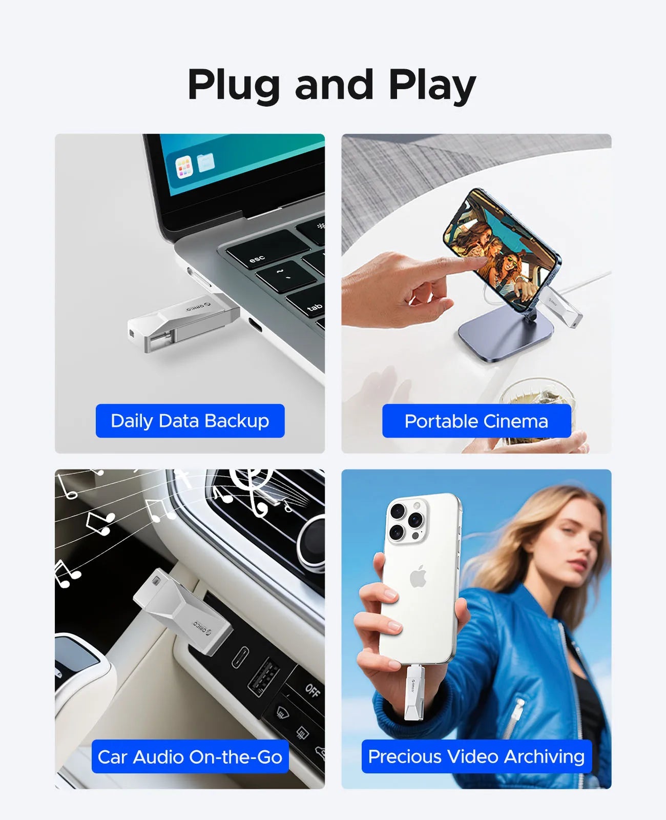 256GB Dual USB-C & USB-A 3.2 Flash Drive - High-Speed Metal Thumb Drive