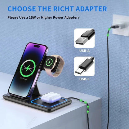 3-in-1 Foldable Wireless Charging Station for iPhone, iWatch & AirPods