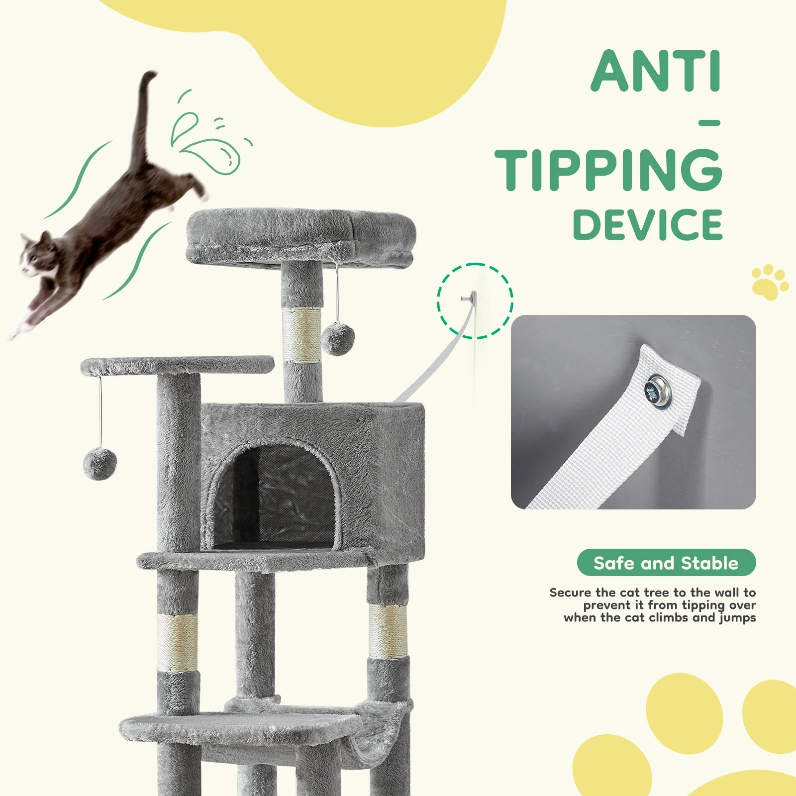 44" Multi-Level Cat Tree Tower with Scratching Posts & Cozy Condo - 3