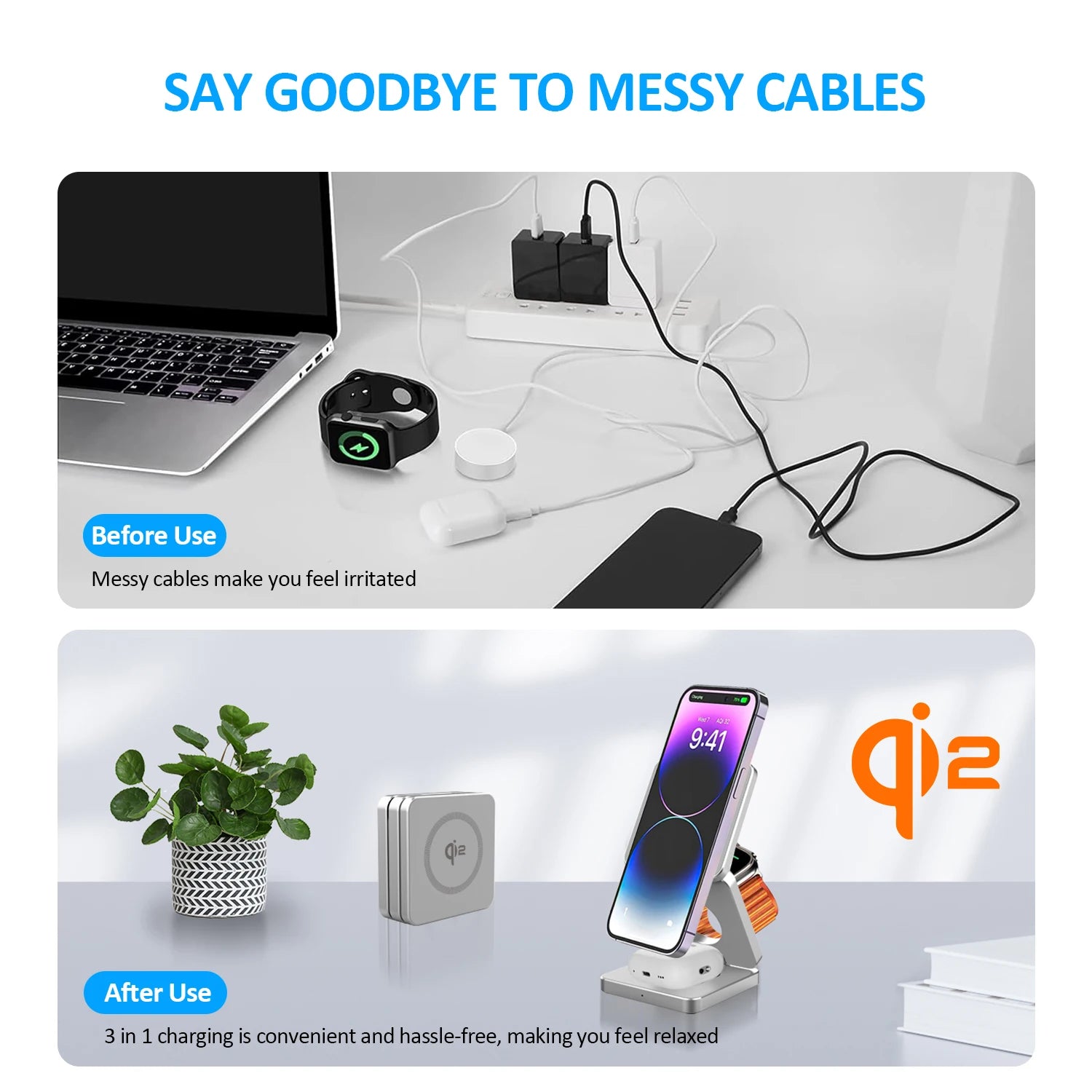 3-in-1 Magnetic Wireless Charging Station for iPhone, Apple Watch & AirPods - 14