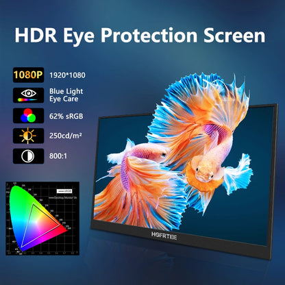 15.6" FHD Portable Monitor - IPS Gaming Laptop Display with USB-C & HDMI