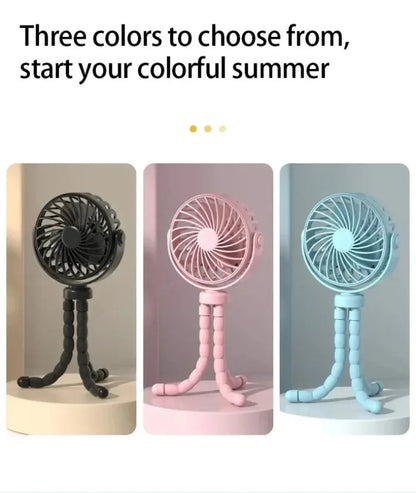 Portable Octopus Baby Stroller Fan - Flexible Tripod USB Rechargeable Fan