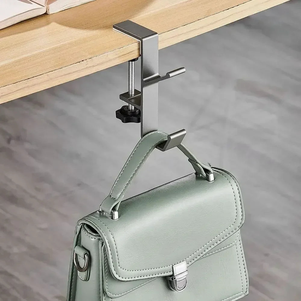 Universal Aluminum Desk Hook: Headphone Stand & Portable Bag Hanger - 10