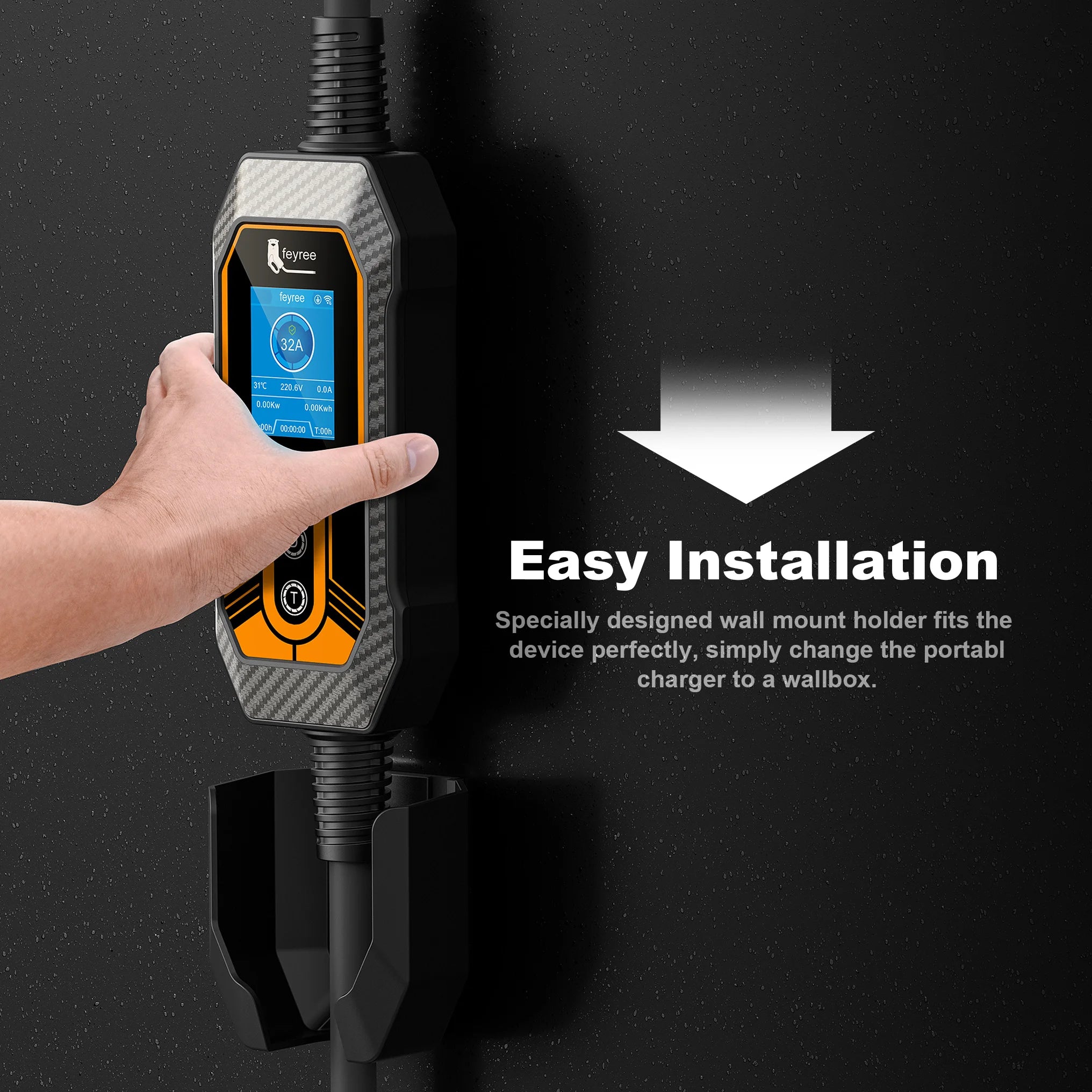 7KW Portable EV Charger - Adjustable 32A Type 2 Electric Vehicle Charging Box - 11