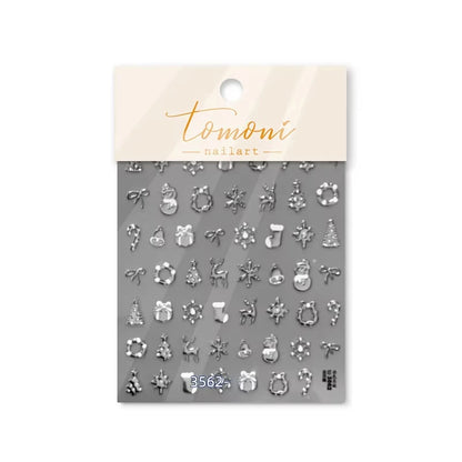 3D Christmas Nail Art Stickers - Festive Snowman & Snowflake Manicure Decals