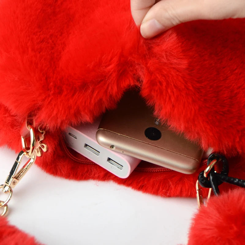 Luxury Plush Heart Handbag