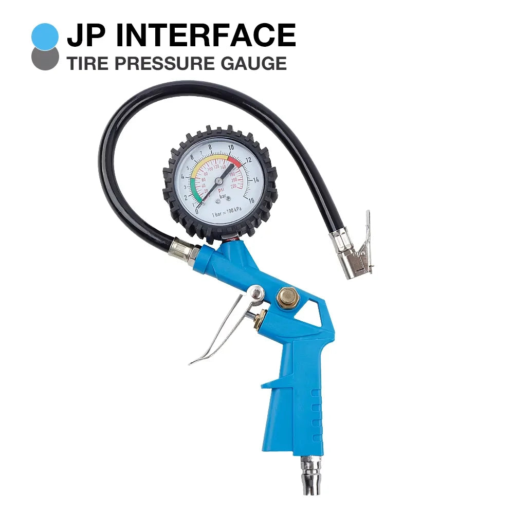 220 PSI Tire Pressure Gauge & Inflator Gun for Air Compressor - EU/JP Interface