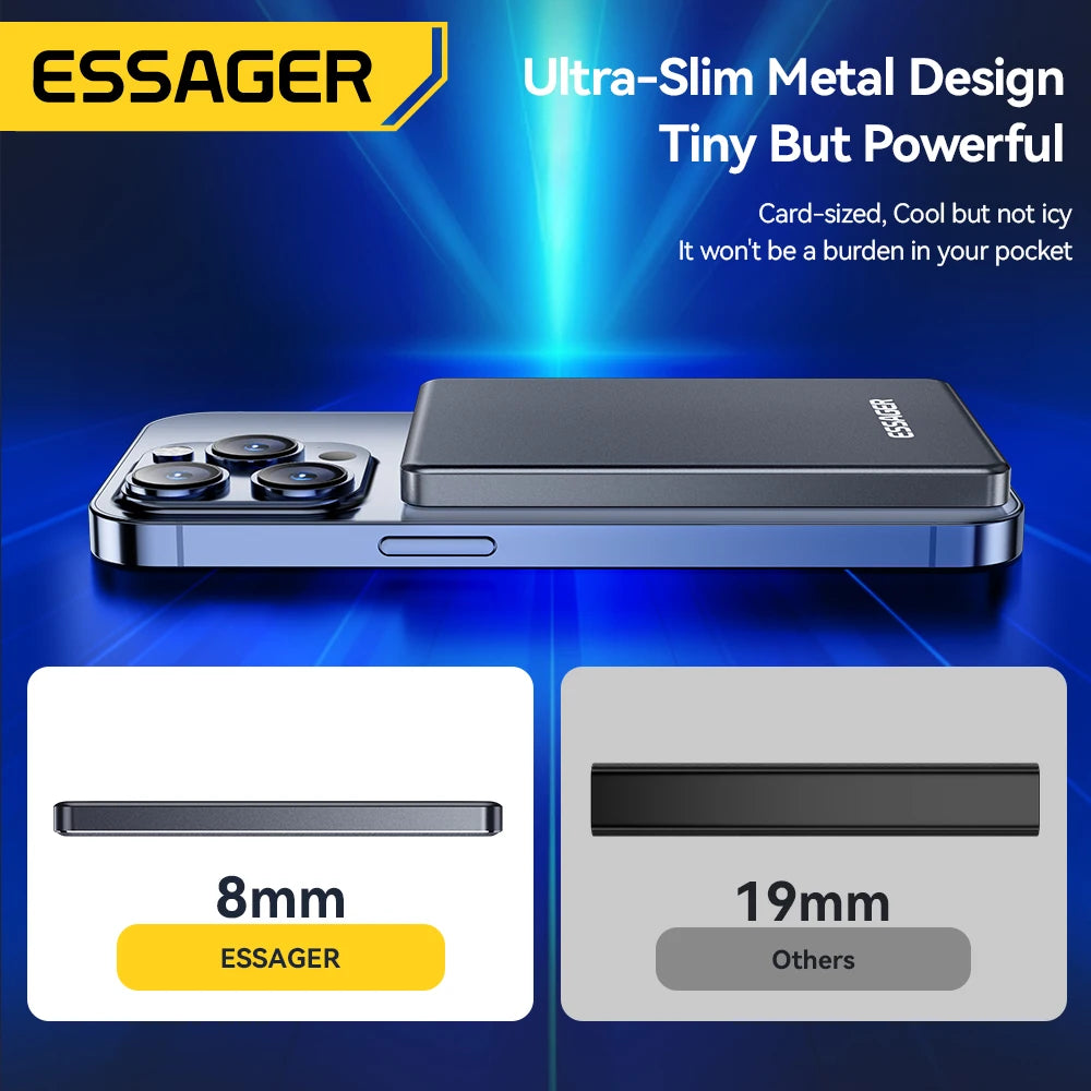 Slim Magnetic Wireless Power Bank 5000mAh for iPhone 16/15/14 Fast Charge