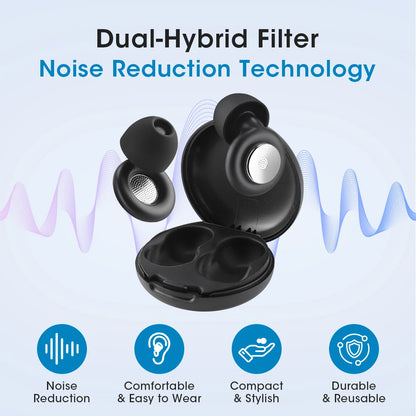 Reusable Noise-Canceling Sleep Earplugs with 4 Silicone Sizes & Travel Case