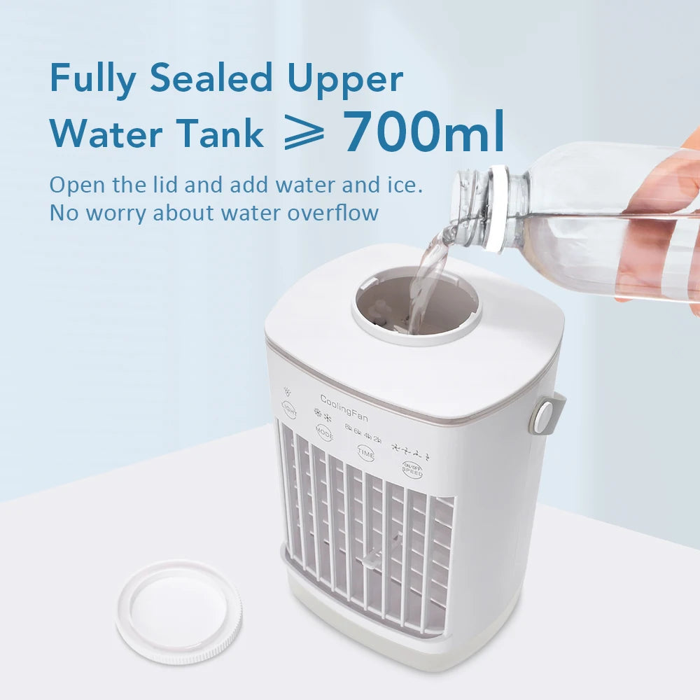Portable Desktop Air Cooler Fan with Ultrasonic Misting and Ambient Light