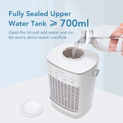 Portable Desktop Air Cooler Fan with Ultrasonic Misting and Ambient Light