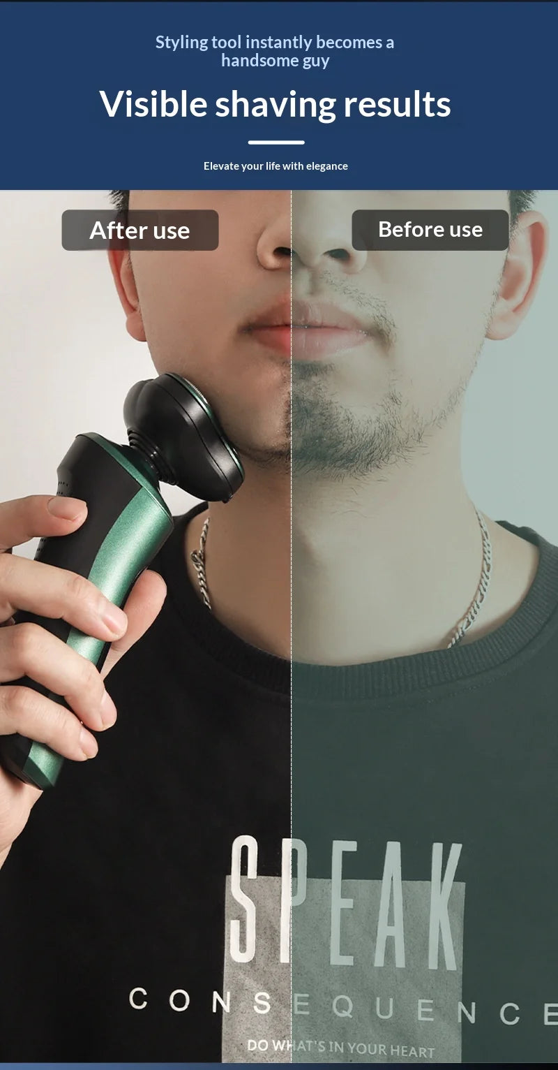 9D Floating Head Electric Shaver - Waterproof Rechargeable Razor - 10