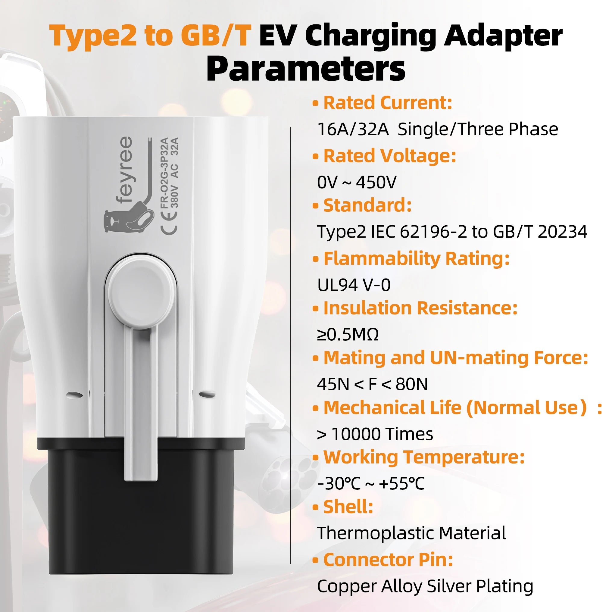 Type 2 to GB/T EV Charging Adapter 32A 22KW for Electric Vehicles - 9