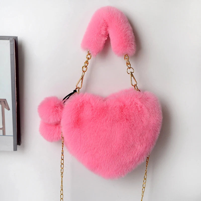 Luxury Plush Heart Handbag
