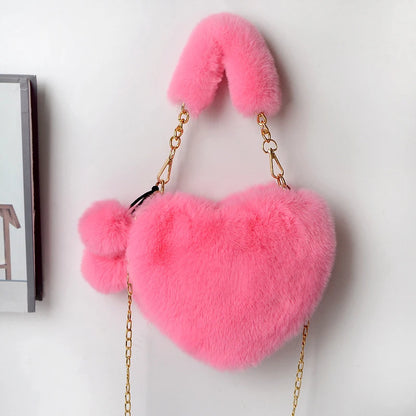 Luxury Plush Heart Handbag